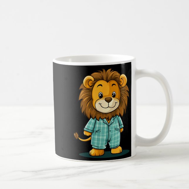 Awesome Lion In Pajama For Funny Animal Sleepwear  Coffee Mug (Right)