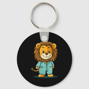 Awesome Lion In Pajama For Funny Animal Sleepwear Key Ring