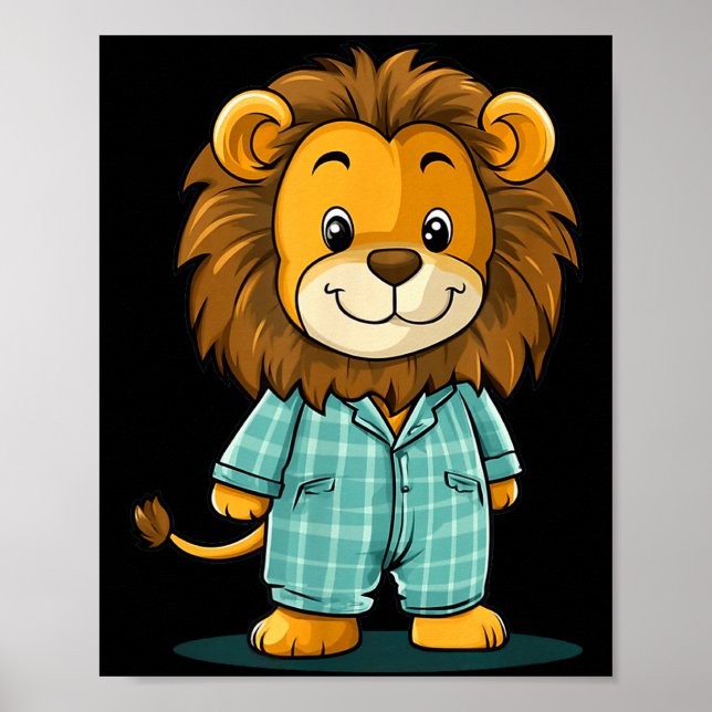 Awesome Lion In Pajama For Funny Animal Sleepwear  Poster (Front)