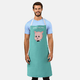 Awesome little pig on teal apron