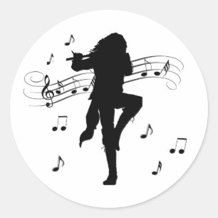 Awesome Lone Flute Player Music Classic Round Sticker