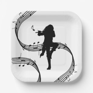 Awesome Lone Flute Player Music Paper Plate