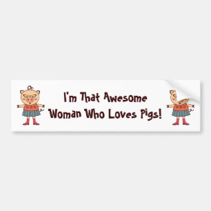 Awesome Loves Pigs Bumper Sticker