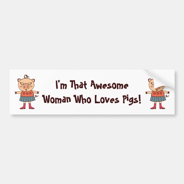 Awesome Loves Pigs Bumper Sticker (Front)