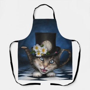 Awesome Mad Hatter Teapot Cat Whimsical Design Apron
