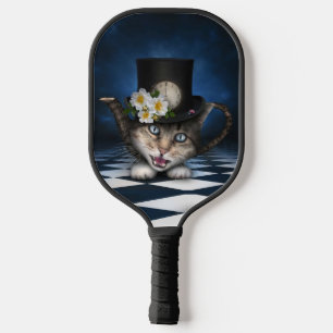 Awesome Mad Hatter Teapot Cat Whimsical Design Pickleball Paddle