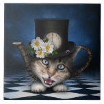 Awesome Mad Hatter Teapot Cat Whimsical Design Tile<br><div class="desc">This design covers all the areas of the tea party from the top hat and clock to the Cheshire cat and tea pot.</div>