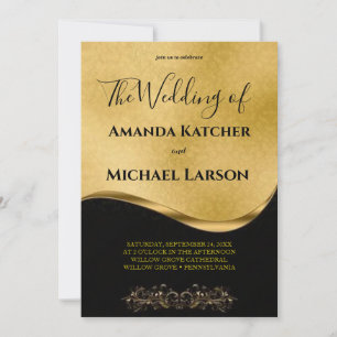 Awesome Magnificent Gorgeous Gold And Black  Invitation