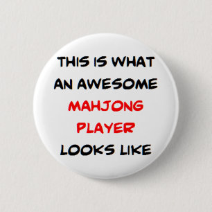 awesome mahjong player 6 cm round badge
