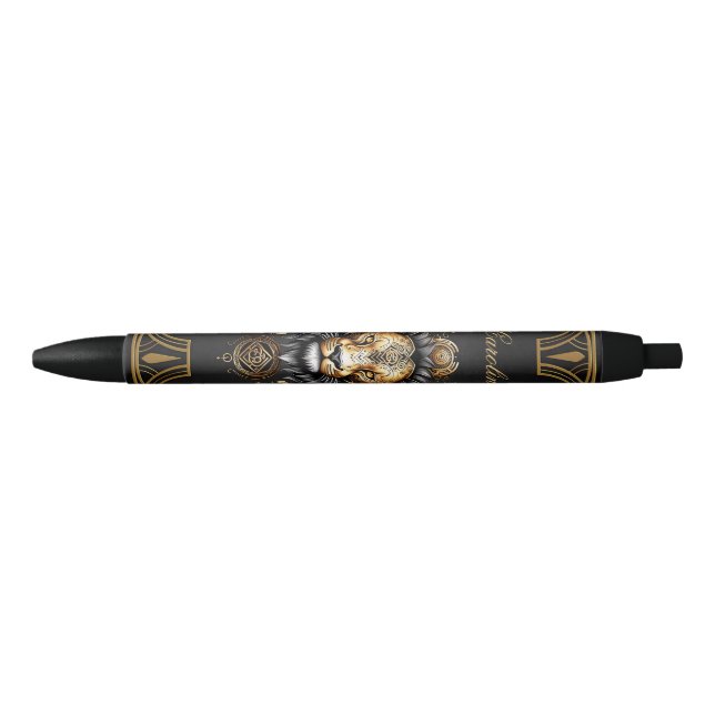 Awesome majestic lion black ink pen (Front)