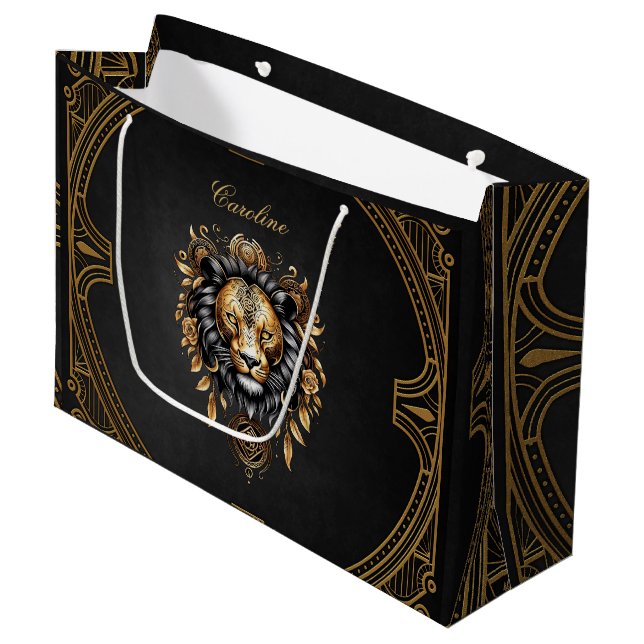 Awesome majestic lion large gift bag (Front Angled)