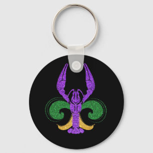 Awesome Mardi Gras Fleur Lis Crawfish New Orleans Key Ring