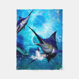 Awesome marlin with bubbles fleece blanket