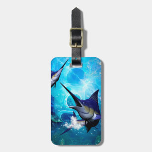 Awesome marlin with bubbles luggage tag