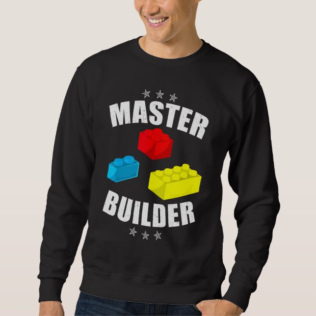 Awesome Master Builder  Vintage Blocks Building Sweatshirt (Front)