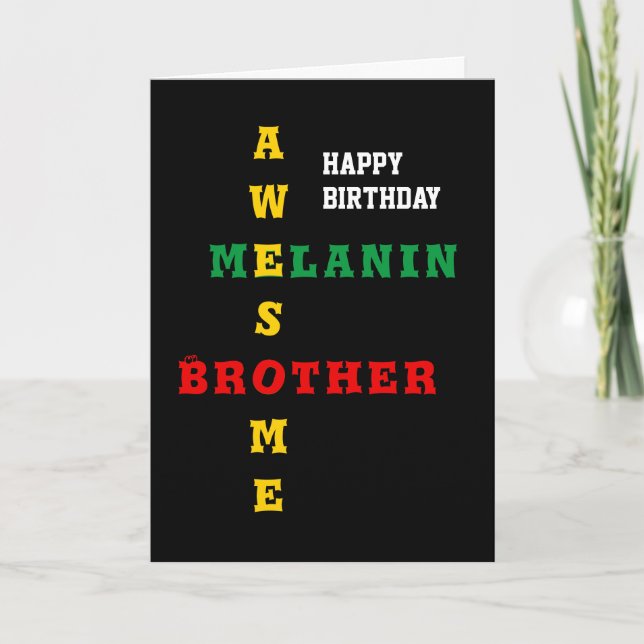Awesome Melanin Brother Happy Birthday Card (Front)