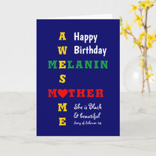 Awesome Melanin Mother Christian Happy Birthday Card