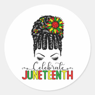 Awesome Messy Bun Juneteenth Celebrate 1865 June 1 Classic Round Sticker