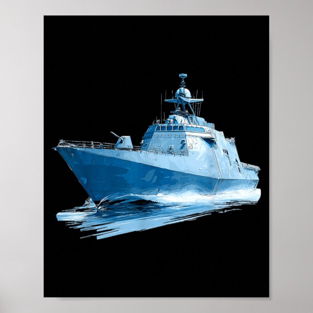 Awesome Military Ship Graphic Poster (Front)