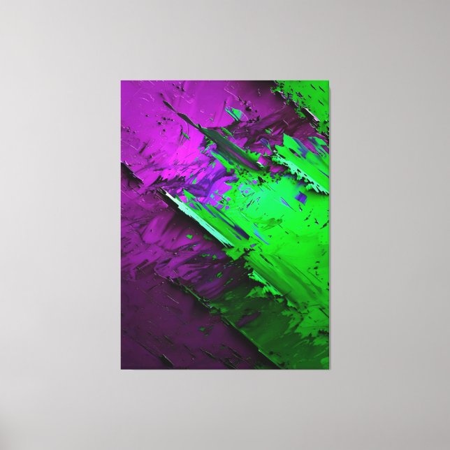 Awesome mix of green and purple abstract  canvas print (Front)