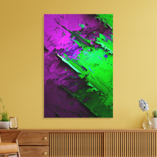 Awesome mix of green and purple abstract canvas print