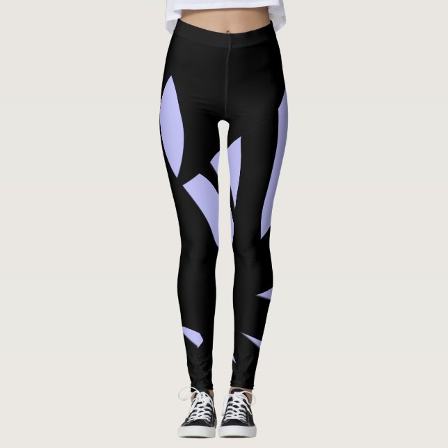Awesome Modern Art  Black and Lavender Leggings (Front)