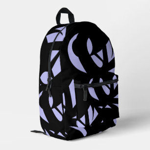Awesome Modern Art Black and Lavender Printed Backpack