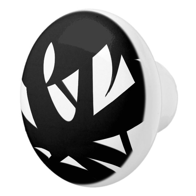 Awesome Modern Art  Black and White Ceramic Knob (Right)