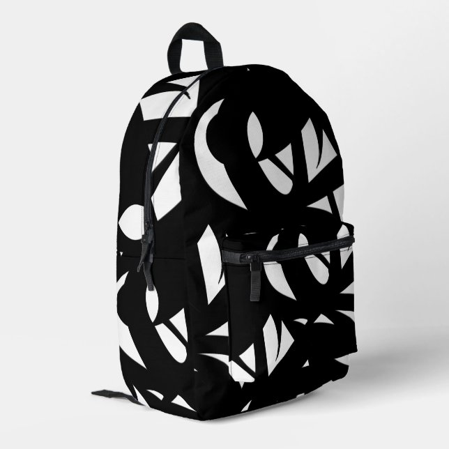 Awesome Modern Art  Black and White Printed Backpack (Back Corner Left)