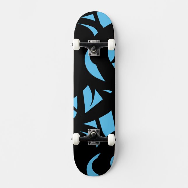 Awesome Modern Art Blue / Black Skateboard (Front)
