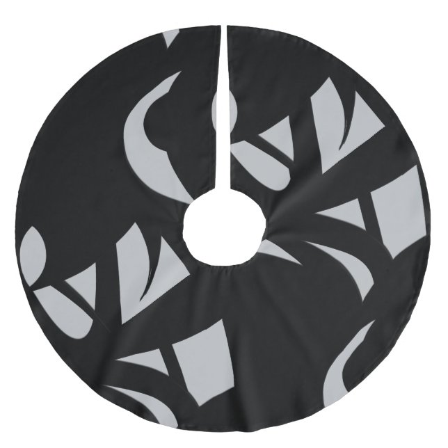 Awesome Modern Art Grey / Black Brushed Polyester Tree Skirt (Front)