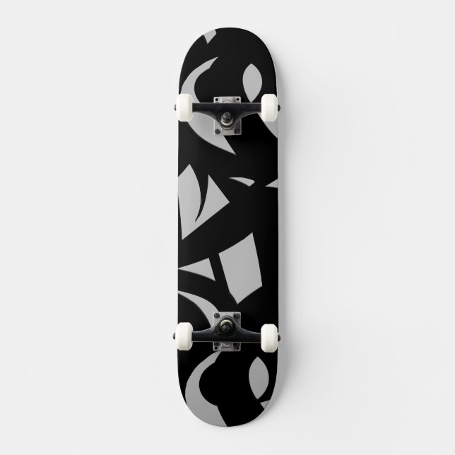 Awesome Modern Art Grey / Black Skateboard (Front)