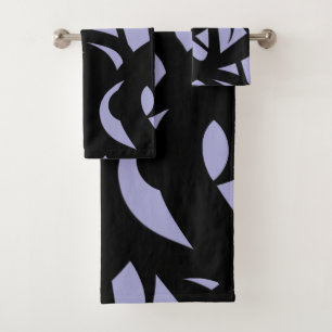 Awesome Modern Art Lavender / Black Bath Towel Set