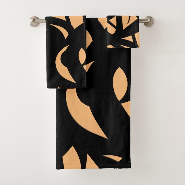 Awesome Modern Art Peach / Black Bath Towel Set (Insitu)