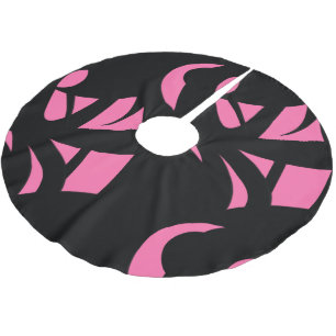 Awesome Modern Art Pink / Black Brushed Polyester Tree Skirt