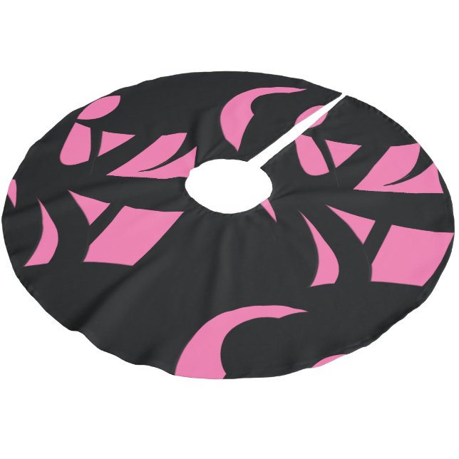 Awesome Modern Art Pink / Black Brushed Polyester Tree Skirt (Angled)