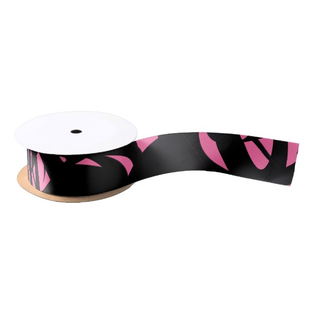 Awesome Modern Art Pink / Black Satin Ribbon (Spool)