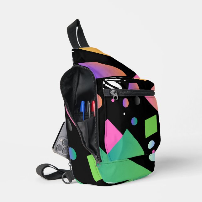 Awesome modern multicolor Gradient black Sling Bag (Open)