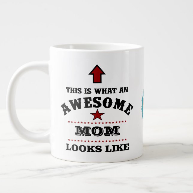 Awesome Mom Thank You Mother From Son Or Daughter Large Coffee Mug (Left)