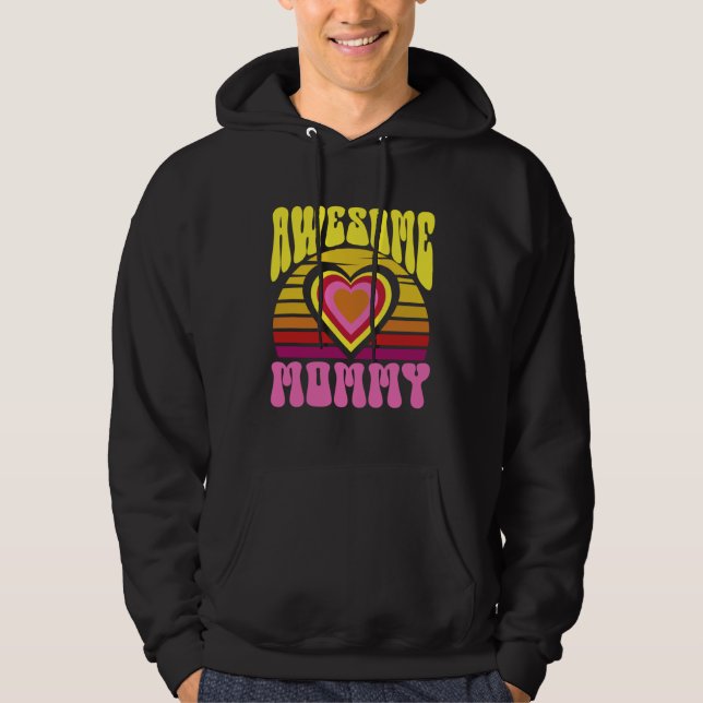 Awesome Mommy Cute Sunset Hearts Mother s Day Retr Hoodie (Front)