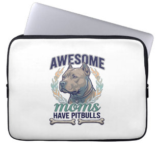 Awesome Moms Have Pitbulls Dog Bone Wreath Laptop Sleeve