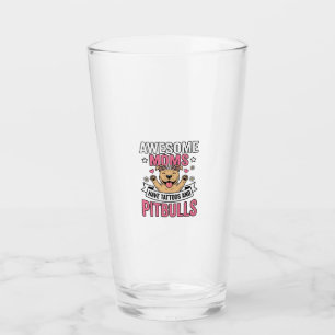 Awesome Moms Have Tattoos and Pitbulls Vintage Shi Glass