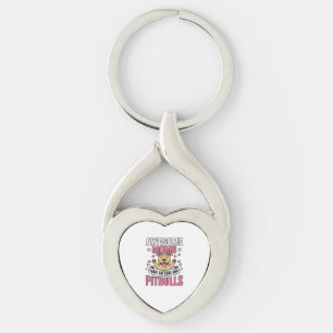 Awesome Moms Have Tattoos and Pitbulls Vintage Shi Key Ring