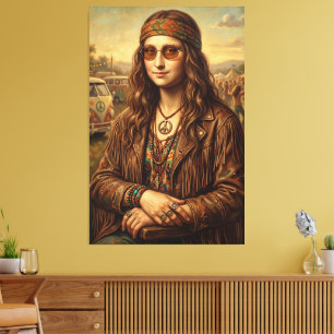 Awesome Mona Lisa Hippie Woodstock Canvas Print