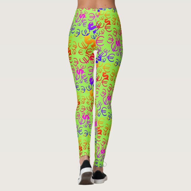 Awesome Money Euro Dollars Pattern Leggings (Back)