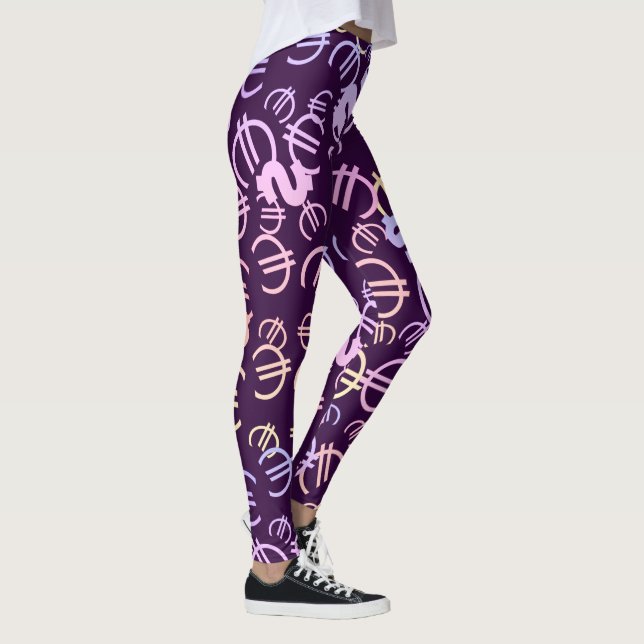 Awesome Money Euro Dollars Pattern Leggings (Right)