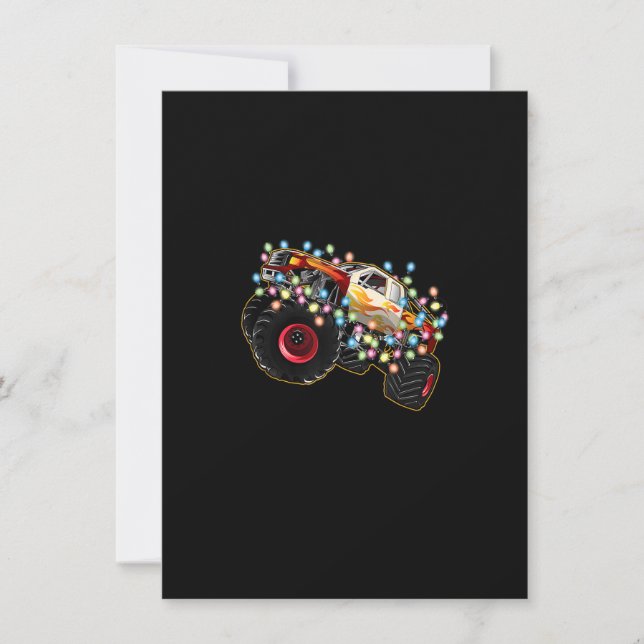 Awesome Monster Truck with Christmas Lights Invitation (Front)