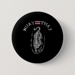 Awesome Muay Thai Kickboxing Tiger - Mens Womens  6 Cm Round Badge