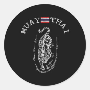Awesome Muay Thai Kickboxing Tiger - Mens Womens Classic Round Sticker