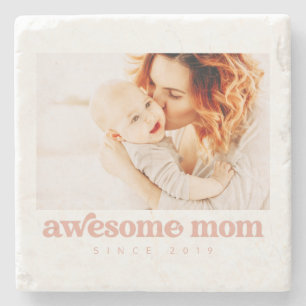 Awesome Mum Since 20XX Modern Mother's Day Stone Coaster